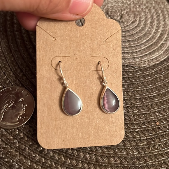 Historical Amethyst Glass With Sterling Silver Earrings - Picture 2 of 3